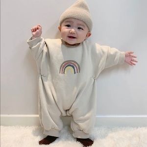 NWT MiniOlie Rainbow Fleece Lined Loose Romper